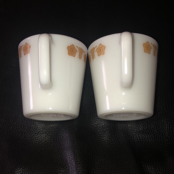 Vintage PYREX Milk Glass Butterfly Gold Mugs (2) - Picture 4 of 7